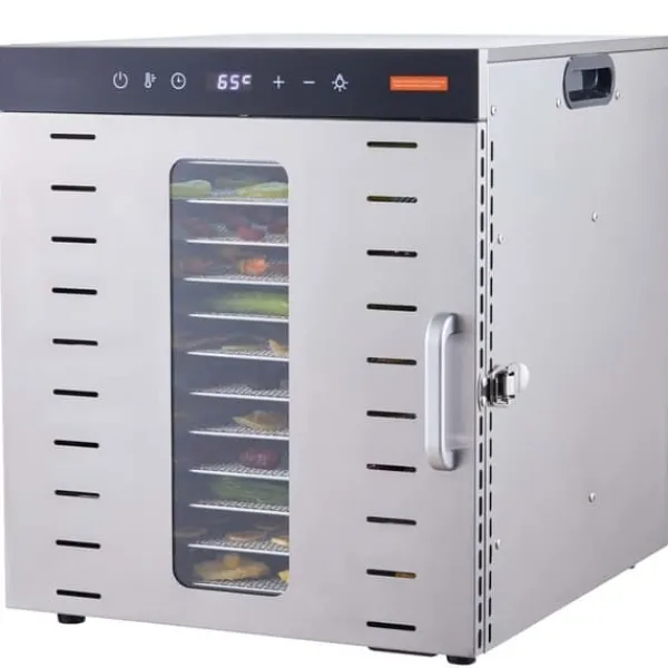 Dehydratorer>10 bakker mad dehydrator i rustfrit stål, 1000W til jerky og frugt tørring. Effektiv og holdbar!