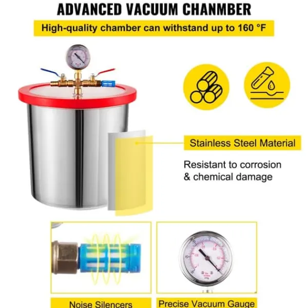 Vakuumpakkere>4 Cfm 1/4 hk klimaanlæg vakuumpumpe med 3 gallons vakuumkammer til effektiv køling og højeffektivt arbejde.