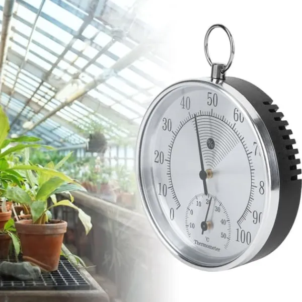 10 cm termometer/hygrometer med ophængningsring til indendørs hjemmelager/kontor/drivhus Online