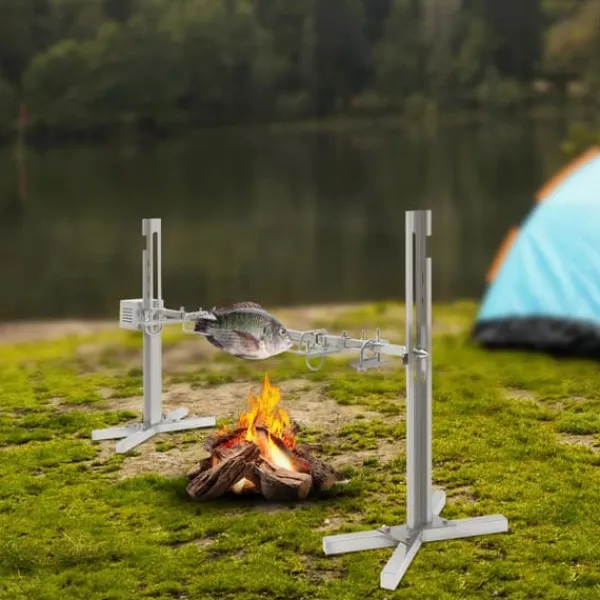 53" elektrisk BBQ-rotisseri-sæt, universal stegestativ, 88 lb (40 kg), automatisk 25 W drejemotor, højdejusterbar, blå Best