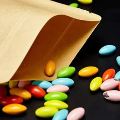 Madopbevaringsposer>100 genlukkelige poser 10x15cm, kraftpapir ståposer med vindue, lynlås til opbevaring af fødevarer og emballage