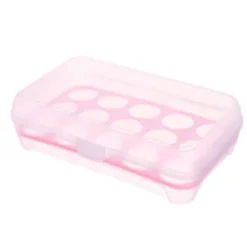 15 Grid Plastik Æggeopbevaringsboks - Pink New