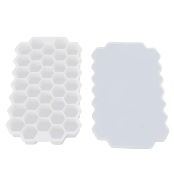 37 Grids Ice Mould Flexibel Silikon Honeycomb Hemlagad Food Supplement Box Iskubbricka Vit med lock Best
