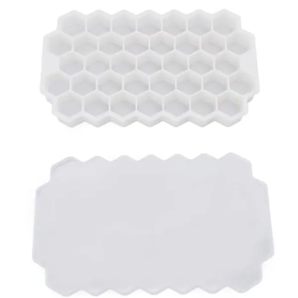 37 Grids Ice Mould Flexibel Silikon Honeycomb Hemlagad Food Supplement Box Iskubbricka Vit med lock Best