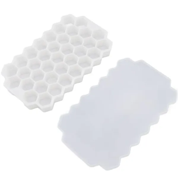 37 Grids Ice Mould Flexibel Silikon Honeycomb Hemlagad Food Supplement Box Iskubbricka Vit med lock Best
