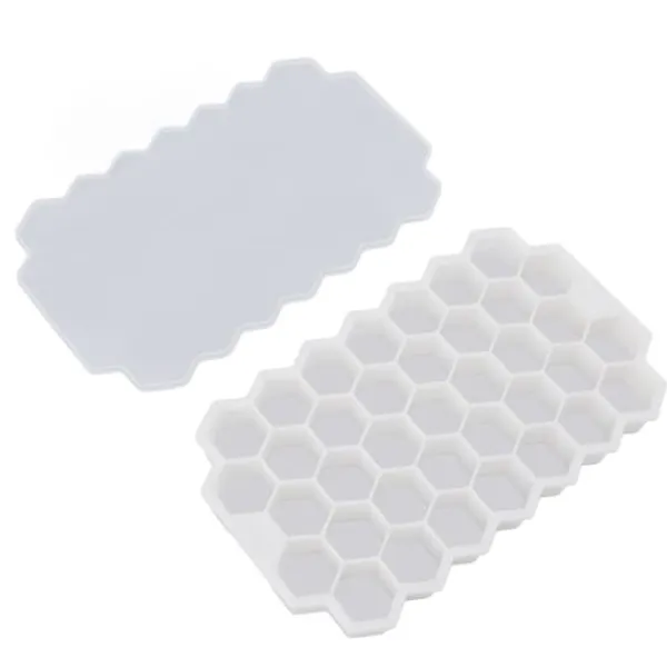 37 Grids Ice Mould Flexibel Silikon Honeycomb Hemlagad Food Supplement Box Iskubbricka Vit med lock Best
