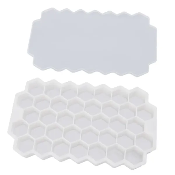 37 Grids Ice Mould Flexibel Silikon Honeycomb Hemlagad Food Supplement Box Iskubbricka Vit med lock Best
