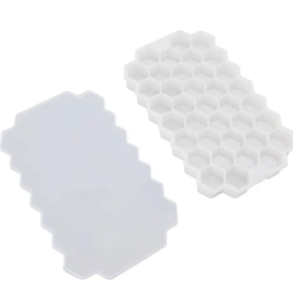 37 Grids Ice Mould Flexibel Silikon Honeycomb Hemlagad Food Supplement Box Iskubbricka Vit med lock Best