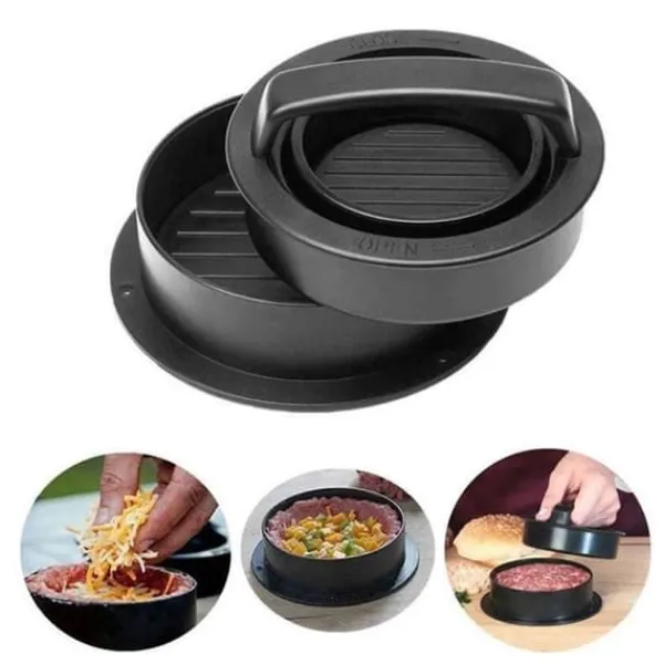 Pressere>3 i 1 fyldte Burger Hamburger Mold Maker Sliders Køkkenudstyr