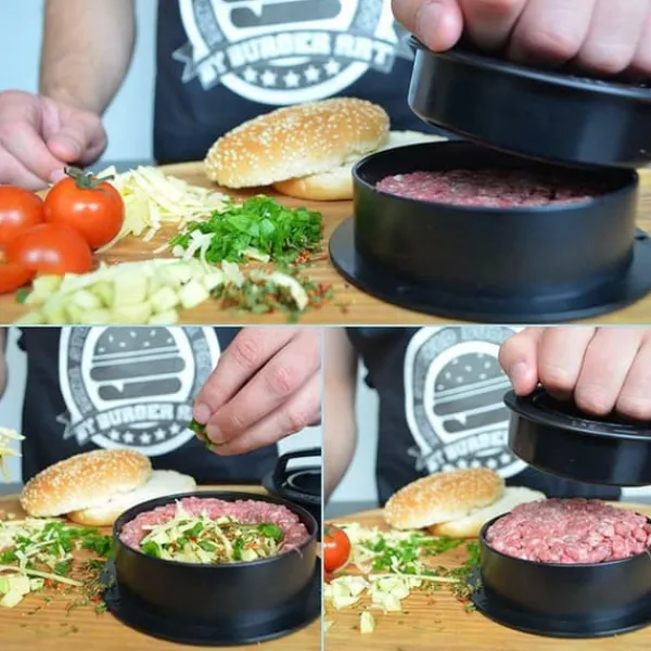 Pressere>3 i 1 fyldte Burger Hamburger Mold Maker Sliders Køkkenudstyr