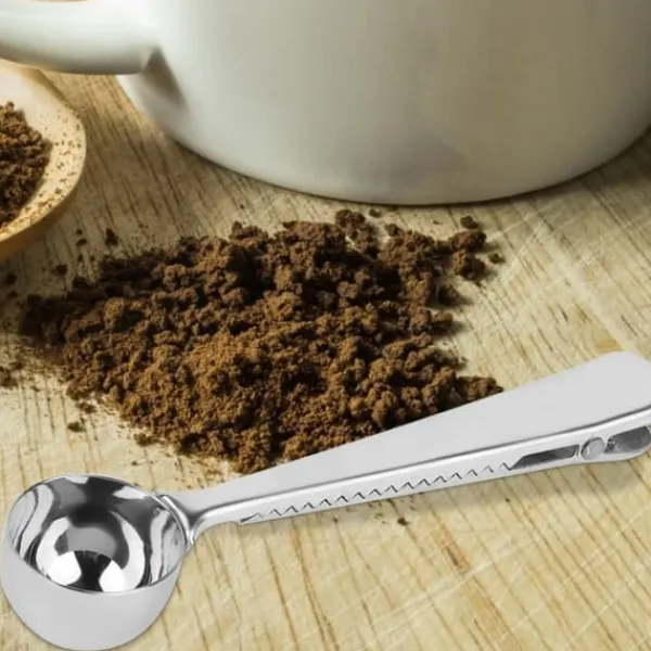 2 i 1 måleske i rustfrit stål med forseglingsklips til køkkencafé Online