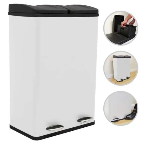 Skraldespande & Papirkurve>60 L Dubbla Soptunnor med pedaler | Vit