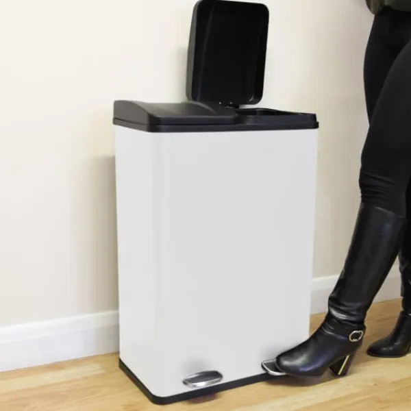 Skraldespande & Papirkurve>60 L Dubbla Soptunnor med pedaler | Vit