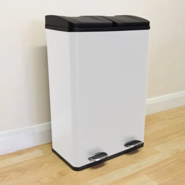 Skraldespande & Papirkurve>60 L Dubbla Soptunnor med pedaler | Vit