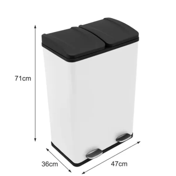 Skraldespande & Papirkurve>60 L Dubbla Soptunnor med pedaler | Vit