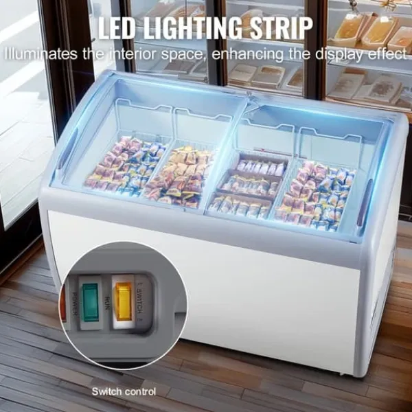 Frysere>362 L Kommercielt is-udstillingsskab, Gelato Dyppefryseskab, energieffektiv, holdbar konstruktion, optimal opbevaring