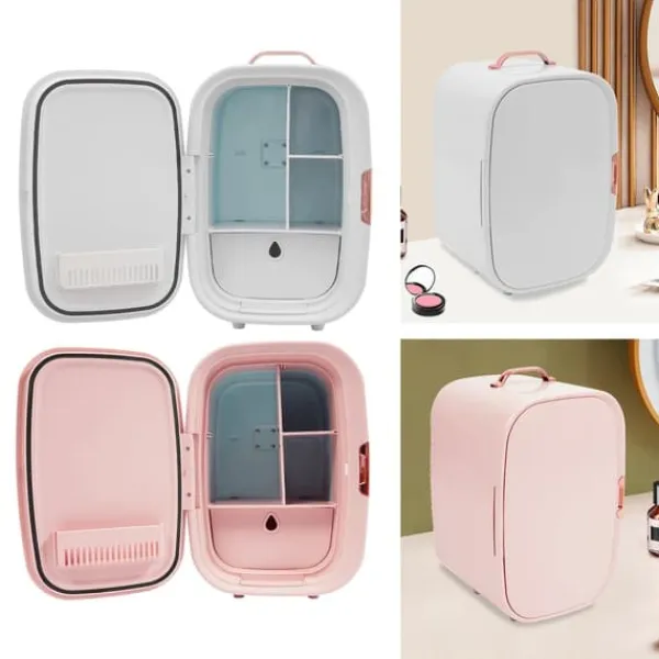 Køleskabe>12 L mini makeup-køleskab, kosmetik-køler med køle- og varmefunktion, til hjem og bil, elfenbensfarvet