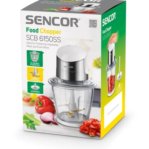 Mixere & Blendere>1,5 L minihakker med glasbeholder.