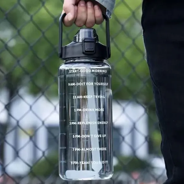 2 liters motivationsflaske med skema & tidspunkter - Sort Online