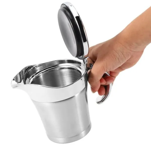 Saucekander>750 ml Gravy Boat 304 rostfri såskanna dubbelväggig biffsåsgryta med lock