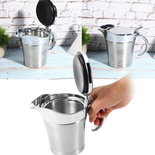 Saucekander>750 ml Gravy Boat 304 rostfri såskanna dubbelväggig biffsåsgryta med lock