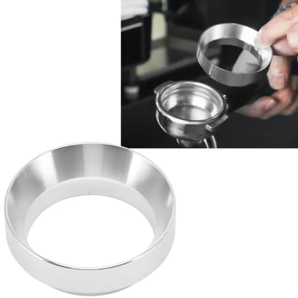 Kaffemaskiner Til God Kaffe>51 mm doseringstragt anti-flyvende pulver aluminiumslegering universelle doseringsringe med magnet til husholdningskafferi sølv