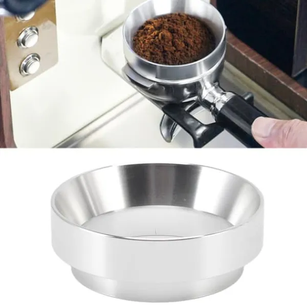 Kaffemaskiner Til God Kaffe>51 mm doseringstragt anti-flyvende pulver aluminiumslegering universelle doseringsringe med magnet til husholdningskafferi sølv