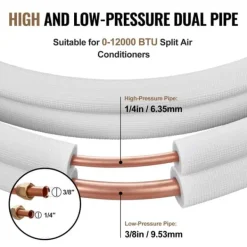 15240 mm Mini Split Line Sæt med 6,4 & 9,5 mm kobberrør og 3-lags isolering til aircondition og varmepumper. Ideelt til HVAC-systemer. Hot