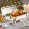 8 Qt Gnidningsfad i Rustfrit Stål, 4-Pak Buffetsæt, Fuld Størrelse Rektangel Pande Outlet