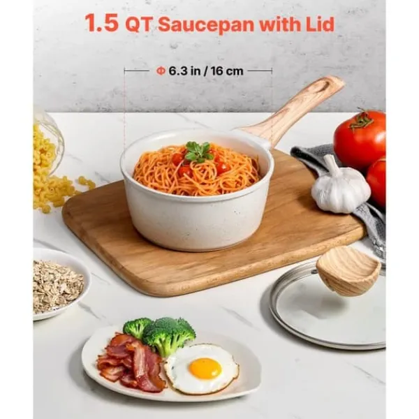 Gryder, Stegepander Og Kasseroller>1,5 QT Gryde, Non-stick, Hærdet Glaslåg, Multifunktionel, Aftageligt Håndtag, Induktionskompatibel, Hvid