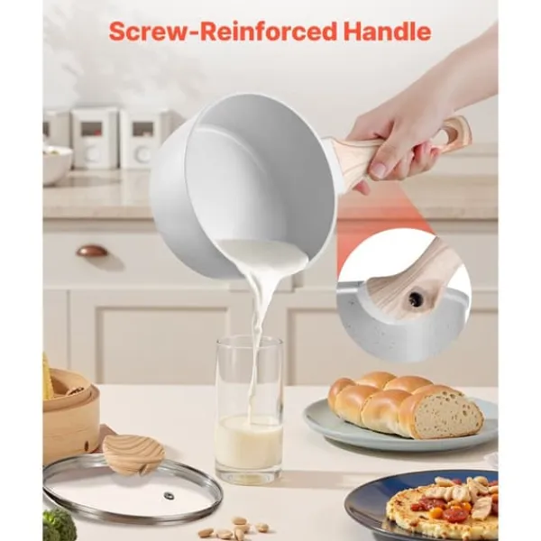 Gryder, Stegepander Og Kasseroller>1,5 QT Gryde, Non-stick, Hærdet Glaslåg, Multifunktionel, Aftageligt Håndtag, Induktionskompatibel, Hvid