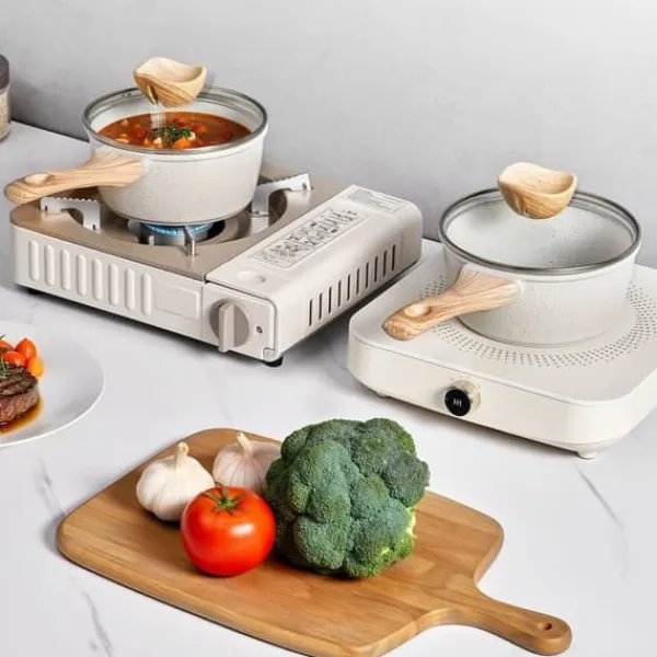 Gryder, Stegepander Og Kasseroller>1,5 QT Gryde, Non-stick, Hærdet Glaslåg, Multifunktionel, Aftageligt Håndtag, Induktionskompatibel, Hvid