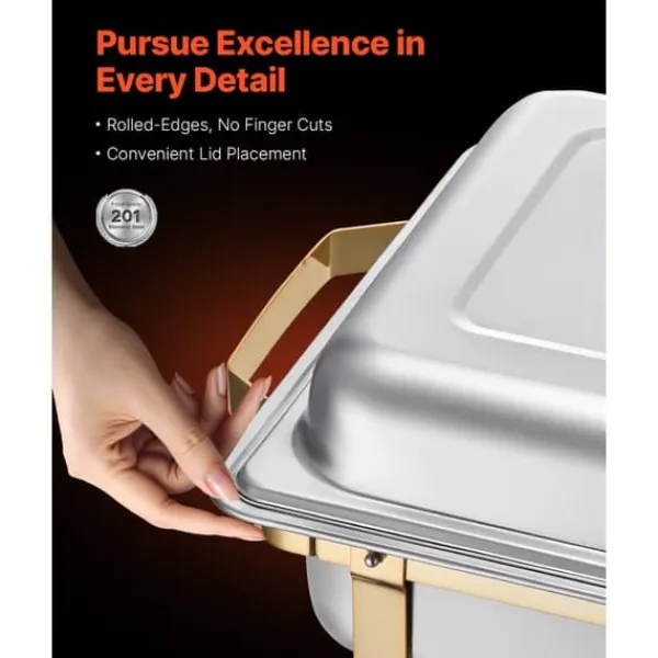 8 Qt 4-pak Rektangulært Gnidefad, Buffetsæt, Fuld og Halv Størrelse Pander, Holdbar, Praktisk Til Catering og Fester Outlet
