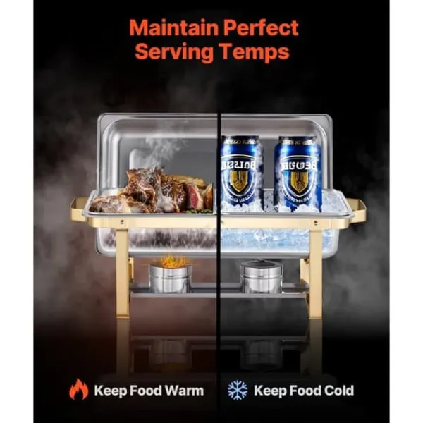 8 Qt 4-pak Rektangulært Gnidefad, Buffetsæt, Fuld og Halv Størrelse Pander, Holdbar, Praktisk Til Catering og Fester Outlet