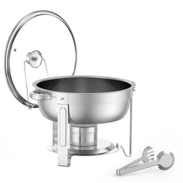 Madopvarmere>5 Qt Rundt Chafing Fad 4 Pak, Buffet Sæt Fuldstørrelse, Rustfrit Stål Pan