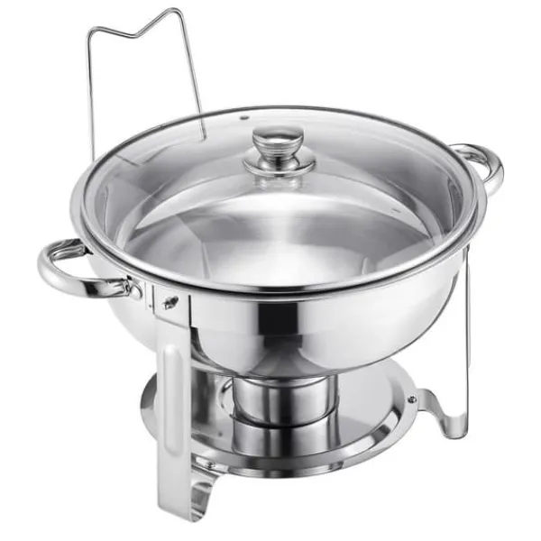 Madopvarmere>5 Qt Rundt Chafing Fad 4 Pak, Buffet Sæt Fuldstørrelse, Rustfrit Stål Pan