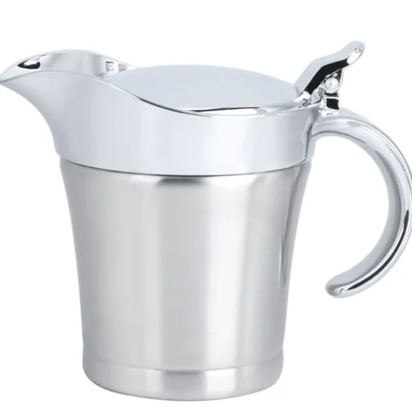 Saucekander>304 rustfrit stål dobbeltlags isolering smagssaucekande sovsbåd serveringskande køkkenredskaber 450ml