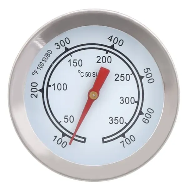 100~700℉ Rustfrit Stål Grilltermometer Temperaturmåler Analog Skive Dobbelt Skala New
