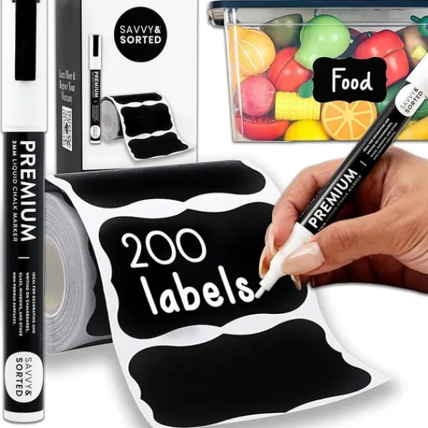 Tilbehør Til Madopbevaring>9 stk. Aftagelige tavleetiketter til glasflasker med pen - Perfekt til mærkning og organisering