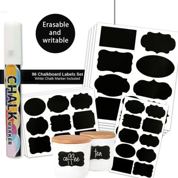 Tilbehør Til Madopbevaring>9 stk. Aftagelige tavleetiketter til glasflasker med pen - Perfekt til mærkning og organisering