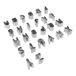 26 stk Alphabet Cookie Cutters Kapital rustfrit stål æske pakket brev kiks udskærere til DIY kage chokolade bagning