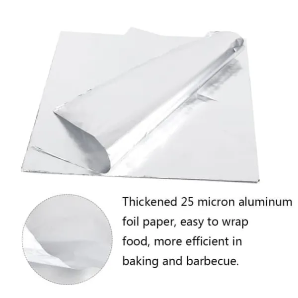 100 stk. fortykket højtemperaturbestandigt aluminiumsfolieindpakningspapir til grillbagning Clearance