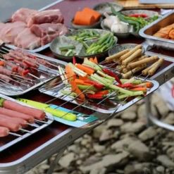 10 stk. grillnåle med træhåndtag grillspyd i rustfrit stål Hot