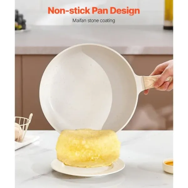 Køkkenudstyrssæt>19 stk. Grydesæt og pandesæt, Granit Nonstick, Kvalitets køkkengrej i hvid farve