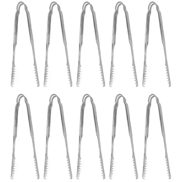 10 STK Istænger Madtænger Rustfrit stål Nem at rengøre Stærkt greb Alsidigt til festkøkken Grill BBQ Bar 19,4 cm / 7,6 tommer Clearance