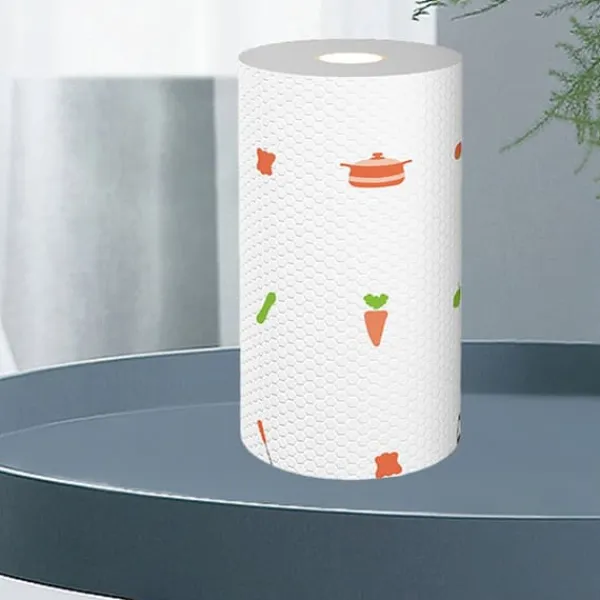 Aftørringspapir>50 stk. køkkenrulle våde og tørre engangsbrug polyester opvaskepapir til tallerkener og gryder