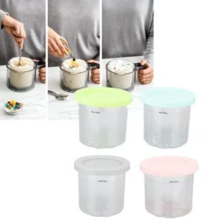4 stk. plastikisdåser som erstatning for Ninja NC299AMZ NC300s-serien Creami-ismaskiner New