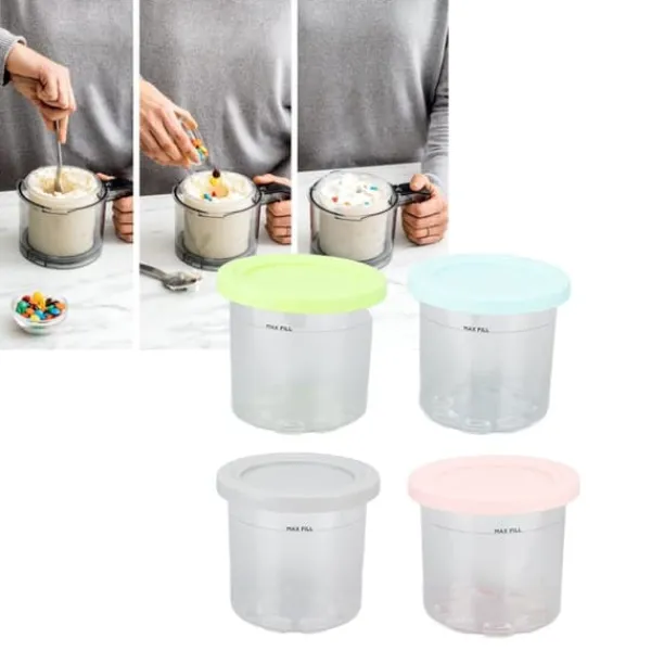 4 stk. plastikisdåser som erstatning for Ninja NC299AMZ NC300s-serien Creami-ismaskiner New