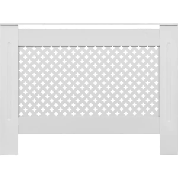 2 stk. radiatorskjulere med hylde i MDF - Stilfuld lameldesign | Størrelse: 112x19x81,5 cm | Farve: Hvid New