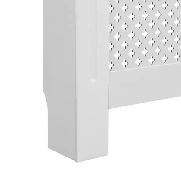 2 stk. radiatorskjulere med hylde i MDF - Stilfuld lameldesign | Størrelse: 112x19x81,5 cm | Farve: Hvid New